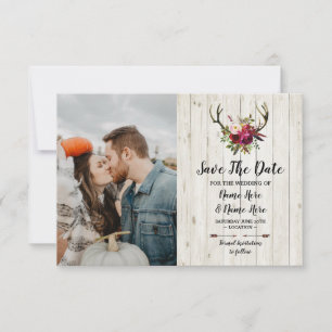 Save The Date Sauvegarder La Date Rustique Bois Cerf Fleur Photo