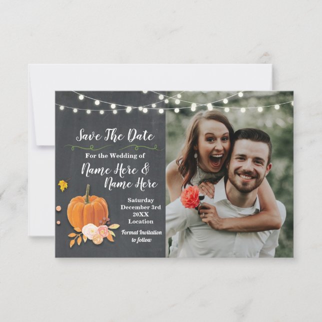 Save The Date Sauvegarder la photo de date Chalk Pumpkin Photo M (Devant)