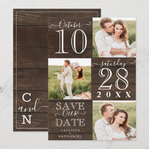 Save The Date Sauvegarder Notre Date Bois Rustique Monogramme Ph