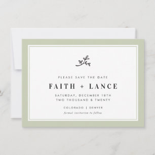 Save The Date SAUVEGARDEZ LA DATE moderne simple sauge vert