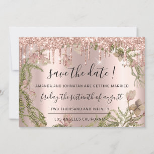 Save The Date Sauver la date Black Rose Floral Woodland Drips