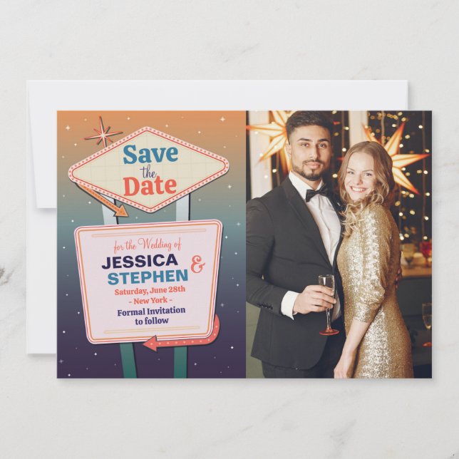 Save The Date Sauver la date de mariage de photo de casino de La (Devant)