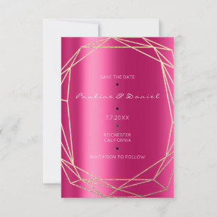Save The Date Sauver la date Diamant Or Fuchsia Noir Monogramme