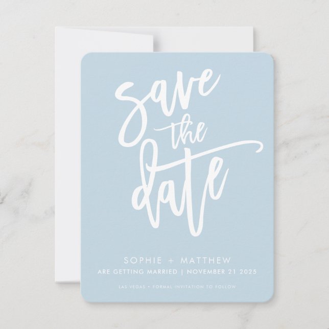 Save The Date SAUVER LA DATE écriture calligraphique moderne ble (Devant)