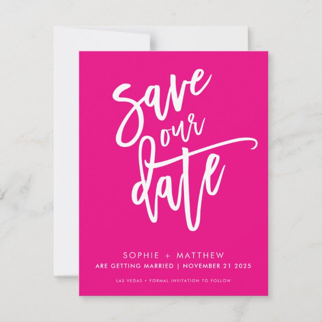 Save The Date SAUVER LA DATE écriture calligraphique moderne ros (Devant)