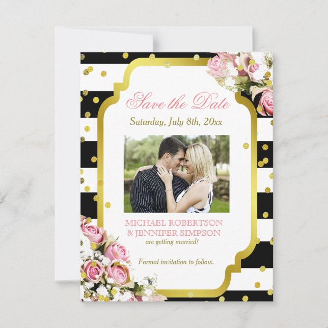 Save The Date Sauver la date Insérer des confettis Roses Baby's  (Devant)