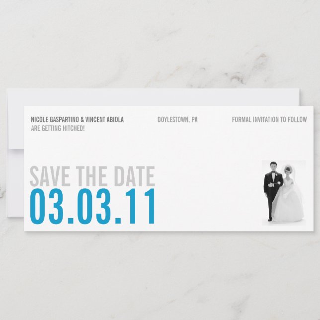 Save The Date Sauver la date Kitsch Bleu Clair (Devant)