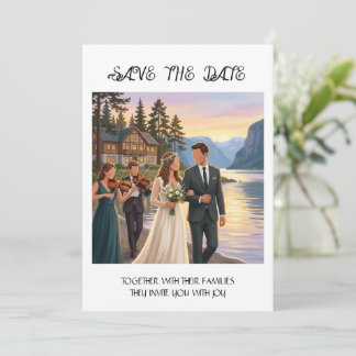 Save The Date Sauver la Date Mariée & Marié Fjord
