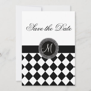 Save The Date Sauver la date motif harlequin et monogramme