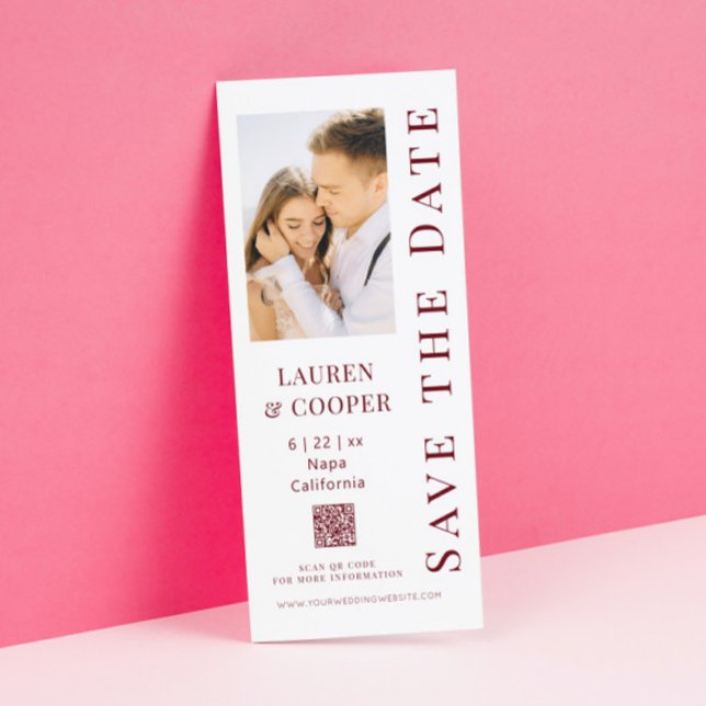 Save The Date Sauver la date Rosewood Rouge Code QR Mariage Mode (Créateur téléchargé)