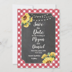 Save The Date Sauver La Date Rouge Blanche Fleur De Tournesol Ma