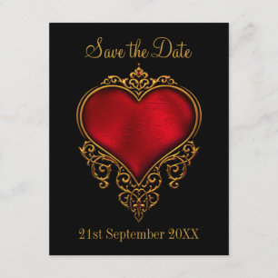 Save The Date Sauver la Date Rouge Or Cœur Noir
