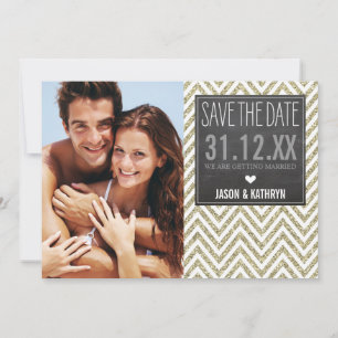 Save The Date SAUVER LA DATE tableau noir chevron paillettes vie