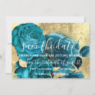 Save The Date Sauver la date Teal Blue Couronne Couronne Or