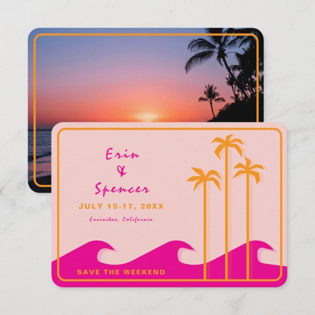 Save The Date Sauver la destination de week-end Mariage tropical (Devant / Derrière)