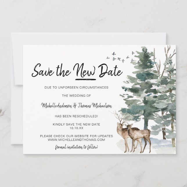 Save The Date Sauver la nouvelle date forêt boisée pin (Devant)