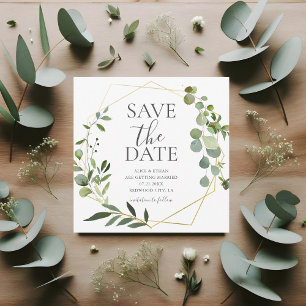 Save The Date Sauvez La Date Boho Green Eucalyptus Feuilles