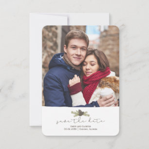 Save The Date Sauvez la date Mariage hivernal de Pine Cone & Bou
