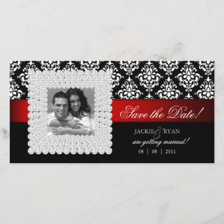 Save The Date Sauvez la date Noël Black White Red Jewels