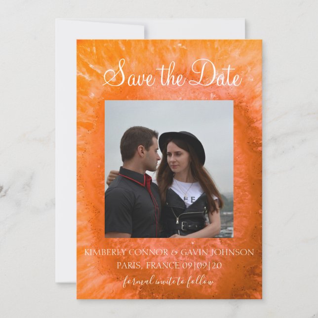 Save The Date Sauvez la Date |Tranche d'agate orange (Devant)