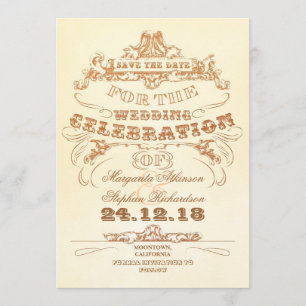 Save The Date sauvez le carte-invitation plat de typographie