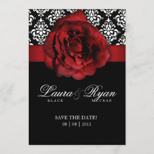 Save The Date Sauvez le rose rouge de damassé de mariage de date