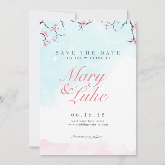 Save The Date "Save the date" pour mariage | Fleurs de cerisiers (Devant)