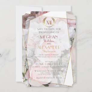 Save The Date "Save the date" pour mariage   Rose géométrique mo