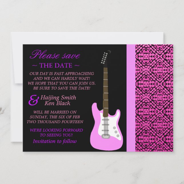 Save The Date Savoureux Rose Enregistrer La Date (Devant)