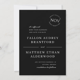 Save The Date Sceau de date moderne noir et blanc Enregistrer la