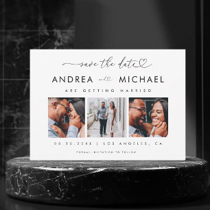 Save The Date Scénario Coeur et 3 Collage Photo Mariage romantiq