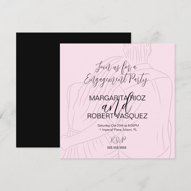 Save The Date Scénario de fête de fiançailles d'un couple rose q (Devant / Derrière)