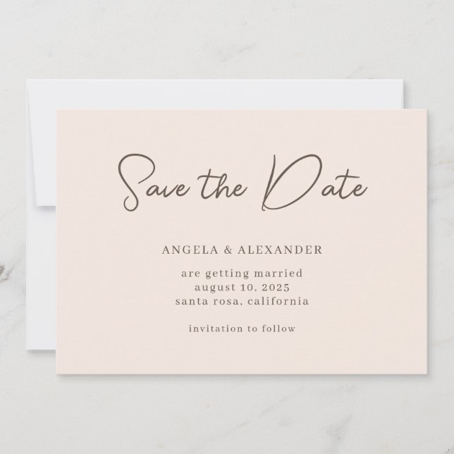 Save The Date Scénario de mariage moderne beige marron (Devant)