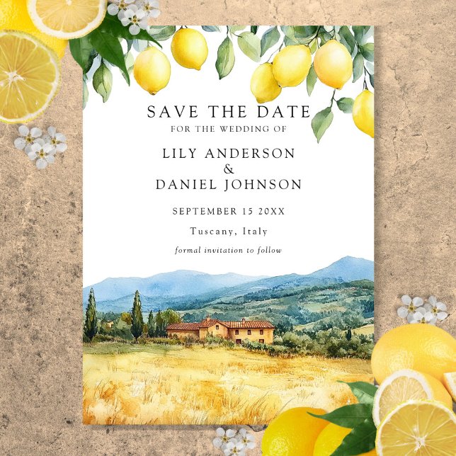Save The Date Scène toscane de mariage italien aux citrons (Créateur téléchargé)