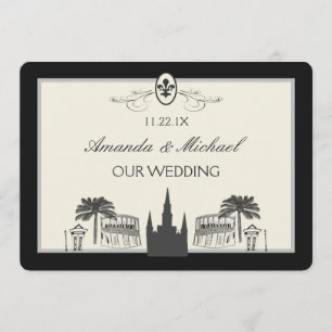 Save The Date Scènes de la Nouvelle-Orléans noir et blanc Enregi