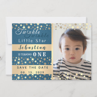 Save The Date Scintille Petite Étoile Garçon 1er Anniversaire