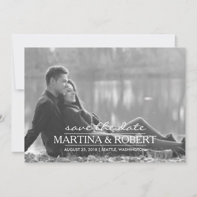 Save The Date Script blanc manuscrit Enregistrer la photo de dat (Devant)