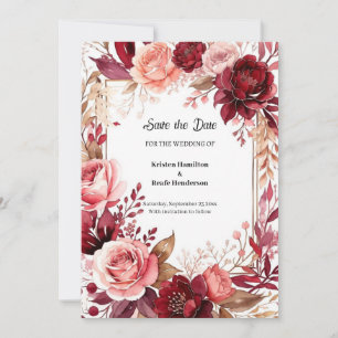 Save The Date Script Boho Burgundy