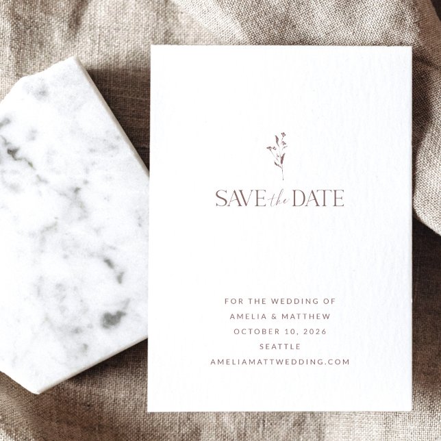Save The Date Script Botanique Chic simple Mariage Mauve Blanc (Créateur téléchargé)