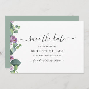 Save The Date Script botanique moderne d'Eucalyptus
