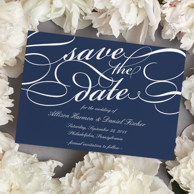 Save The Date Script classique Enregistrer la date | Marine (Créateur téléchargé)