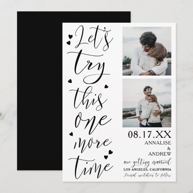 Save The Date Script cool moderne 2 photos permet d'essayer d'en (Devant / Derrière)