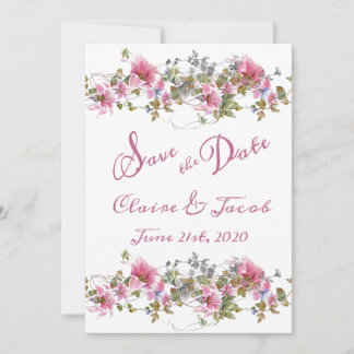Save The Date Script d'aquarelle rose romantique