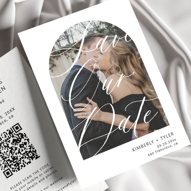 Save The Date Script d'arche moderne photo QR CODE mariage (Créateur téléchargé)