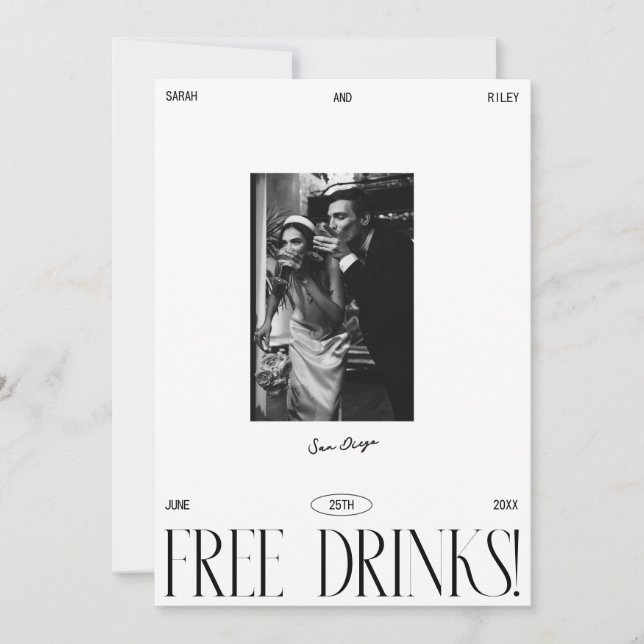 Save The Date Script de boissons gratuites simple moderne (Devant)