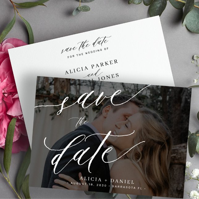 Save The Date Script de calligraphie moderne mariage photo (Créateur téléchargé)