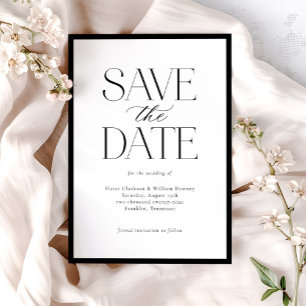 Save The Date Script de calligraphie noir blanc simple et élégan