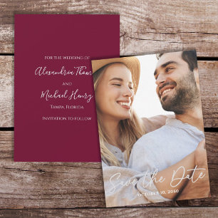 Save The Date Script de calligraphie photo simple et moderne de