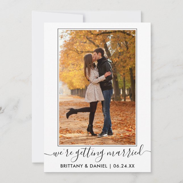 Save The Date Script de calligraphie tendance Se marier (Devant)