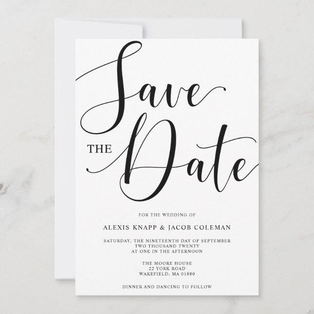 Save The Date Script de mariage élégant Enregistrer la date de l (Devant)